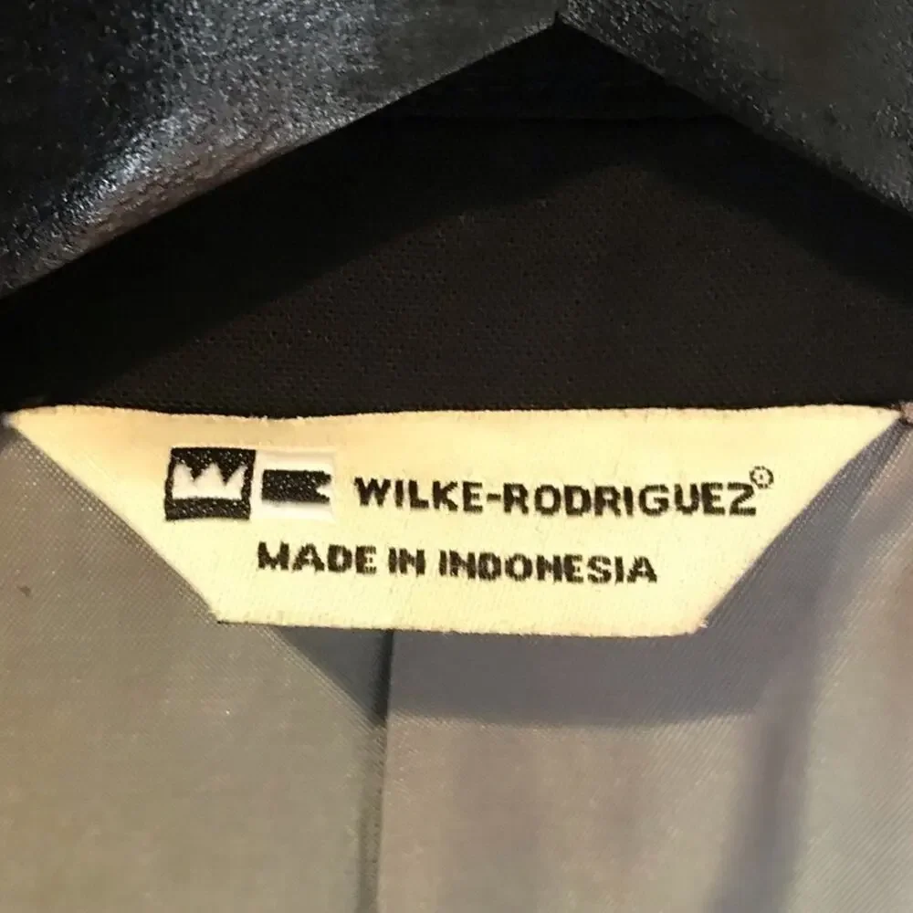 Wilke-Rodriguez Black Wool Blend Blazer with Cool Iridescent Lining, Size 42R